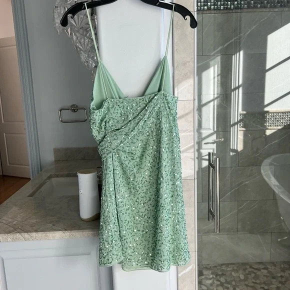 ALICE + OLIVIA CELESTINE EMBROIDERED WRAP DRAPED MINI DRESS - Picture 11 of 15